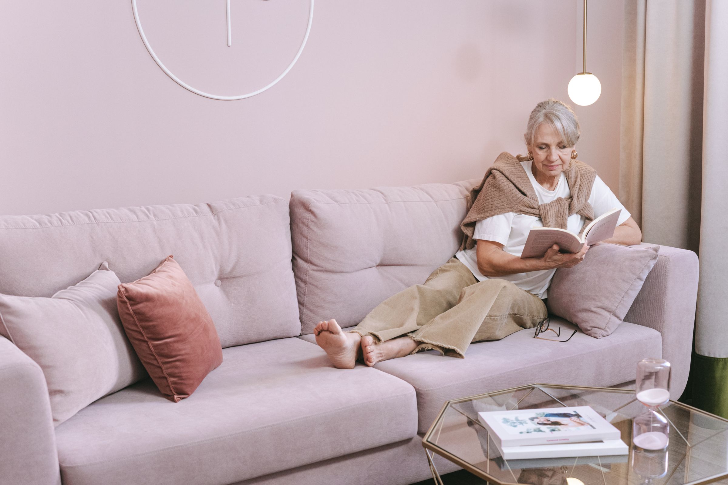 Woman reading comfortably without glasses